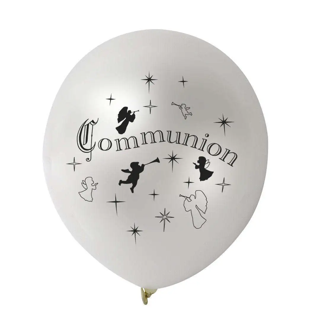 10 BALLONS METAL BLANC COMMUNION NOIR 28 CM 1 10 BALLONS METAL BLANC COMMUNION NOIR 28 CM