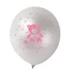 10 BALLONS METAL BLANC NAISSANCE ROSE 28CM