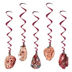 5 DECORATIONS A SUSPENDRE PARTIES DU CORPS ENSANGLANTEES