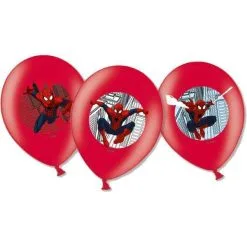 AMSCAN 6 Ballons Rouges En Latex Spiderman™ 11" 28 Cm