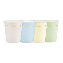 8 Gobelets Festonnés De 200 Ml 4 Pastel Et Or