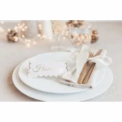 8 Marques-places Blanc Et Or