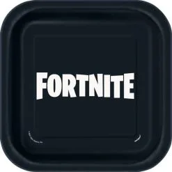 8 Petites Assiettes écologiques Carrées Fortnite™ 18 X 18 Cm