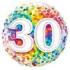 BALLON ALU "30" CONFETTIS MULTICOLORE 45 CM 18" QUALATEX