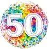 BALLON ALU "50" CONFETTIS MULTICOLORE 45 CM 18" QUALATEX