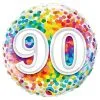 BALLON ALU "90" CONFETTIS MULTICOLORE 45 CM 18" QUALATEX