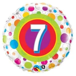BALLON ALU A POIS CHIFFRE 7 45CM 18" QUALATEX