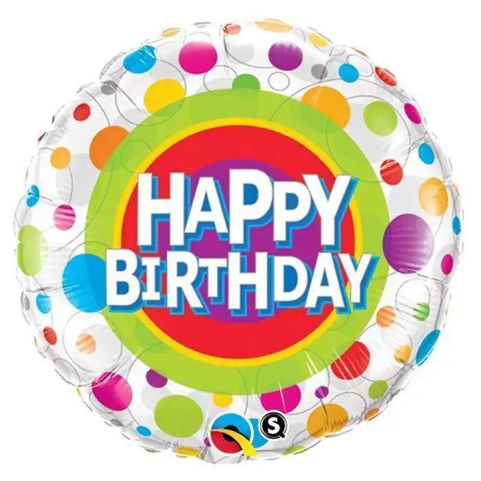 BALLON ALU A POIS HAPPY BIRTHDAY 45CM 18" QUALATEX 1 BALLON ALU A POIS HAPPY BIRTHDAY 45CM 18" QUALATEX