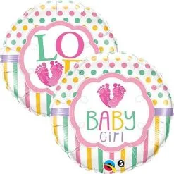 Ballon En Aluminium Baby Girl Love 45cm 18" Qualatex®