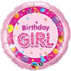 BALLON ALU "BIRTHDAY GIRL" 45CM 18" QUALATEX