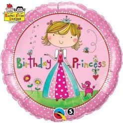 BALLON ALU "BIRTHDAY PRINCESS" 45 CM 18" QUALATEX