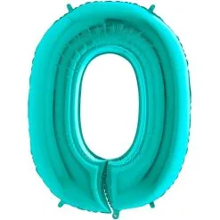BALLON ALU CHIFFRE 0 BLEU TIFFANY 26" 66 CM