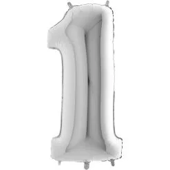 Ballon Aluminium Chiffre 1 Argent 26" 66 Cm Grabo Balloons®
