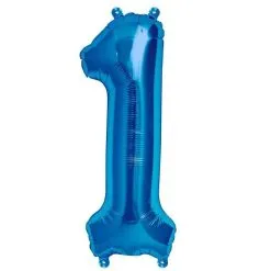 BALLON ALU CHIFFRE 1 BLEU 16" 41 CM