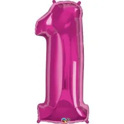 BALLON ALU CHIFFRE 1 MAGENTA 86 CM 34" QUALATEX