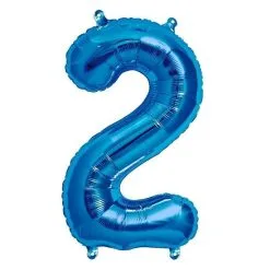 BALLON ALU CHIFFRE 2 BLEU 16" 41 CM
