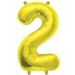 BALLON ALU CHIFFRE 2 OR 16" 41 CM