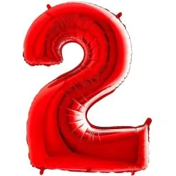 BALLON ALU CHIFFRE 2 ROUGE 26" 66 CM