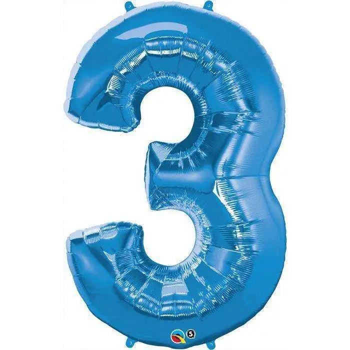 BALLON ALU CHIFFRE 3 BLEU SAPHIR 86 CM 34" QUALATEX 1 BALLON ALU CHIFFRE 3 BLEU SAPHIR 86 CM 34" QUALATEX