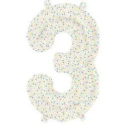BALLON ALU CHIFFRE 3 CONFETTIS 16" 41 CM