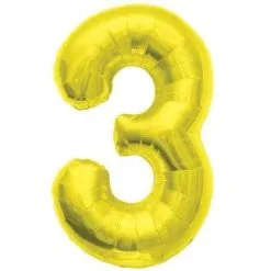 BALLON ALU CHIFFRE 3 OR 16" 41 CM