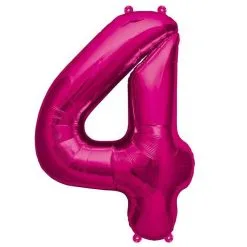 BALLON ALU CHIFFRE 4 MAGENTA 16" 41 CM