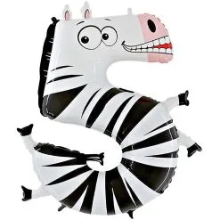 BALLON ALU CHIFFRE 5 ANIMALOONS ZEBRE 40" 102 CM