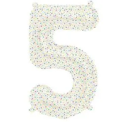 BALLON ALU CHIFFRE 5 CONFETTIS 16" 41 CM