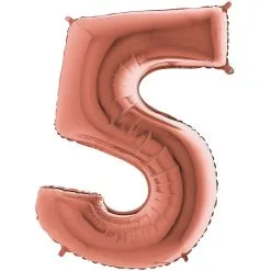 BALLON ALU CHIFFRE 5 ROSE GOLD 26" 66 CM