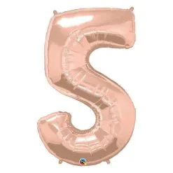BALLON ALU CHIFFRE 5 ROSE GOLD 41" QUALATEX