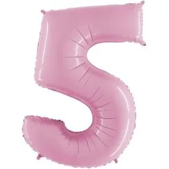 BALLON ALU CHIFFRE 5 ROSE PASTEL 26" 66 CM