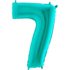 BALLON ALU CHIFFRE 7 BLEU TIFFANY 26" 66 CM