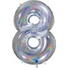 BALLON ALU CHIFFRE 8 ARGENT BRILLANT HOLOGRAPHIC 40" 102 CM