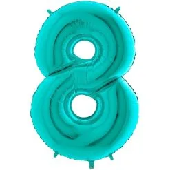 Ballon Aluminium Chiffre 8 Bleu Tiffany 26" 66 Cm Grabo Balloons®