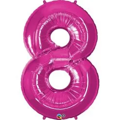BALLON ALU CHIFFRE 8 MAGENTA 86 CM 34" QUALATEX