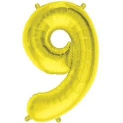 BALLON ALU CHIFFRE 9 OR 16" 41 CM