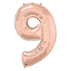BALLON ALU CHIFFRE 9 ROSE GOLD 42" QUALATEX