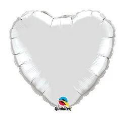 BALLON ALU COEUR ARGENT GÉANT 36" 91 CM QUALATEX™