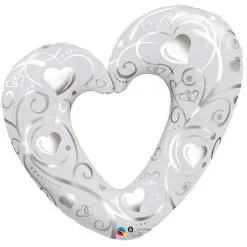 BALLON ALU COEUR BLANC 89 CM 39" QUALATEX