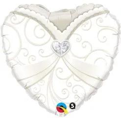BALLON ALU COEUR CORSET DE MARIÉE 45 CM 18" QUALATEX