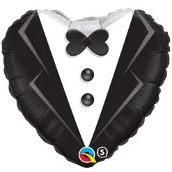 BALLON ALU COEUR COSTUME DE MARIÉ 45 CM 18" QUALATEX