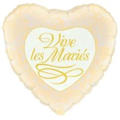 BALLON ALU COEUR" VIVE LES MARIÉS" 45 CM 18" QUALATEX