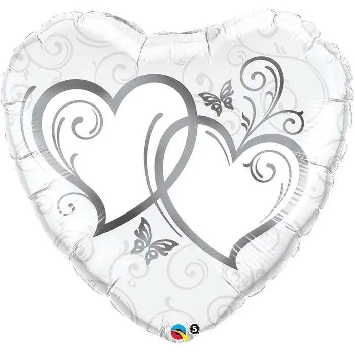 BALLON ALU COEURS ENTRELACÉS ARGENT 91 CM 36" QUALATEX 1 BALLON ALU COEURS ENTRELACÉS ARGENT 91 CM 36" QUALATEX