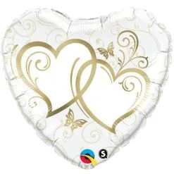 BALLON ALU COEURS ENTRELACÉS OR 91 CM 36" QUALATEX