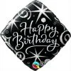 BALLON ALU ÉLÉGANT CARRÉ "HAPPY BIRTHDAY" 45 CM 18" QUALATEX