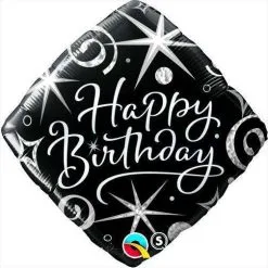 BALLON ALU ÉLÉGANT CARRÉ "HAPPY BIRTHDAY" 45 CM 18" QUALATEX