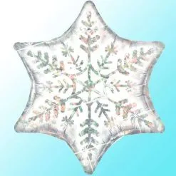 BALLON ALU ÉTOILE HOLOGRAPHIQUE FLOCON DE NEIGE 56 CM 22" QUALATEX