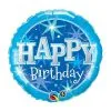 BALLON ALU ETOILES "HAPPY BIRTHDAY" BLEU 45 CM 18" QUALATEX