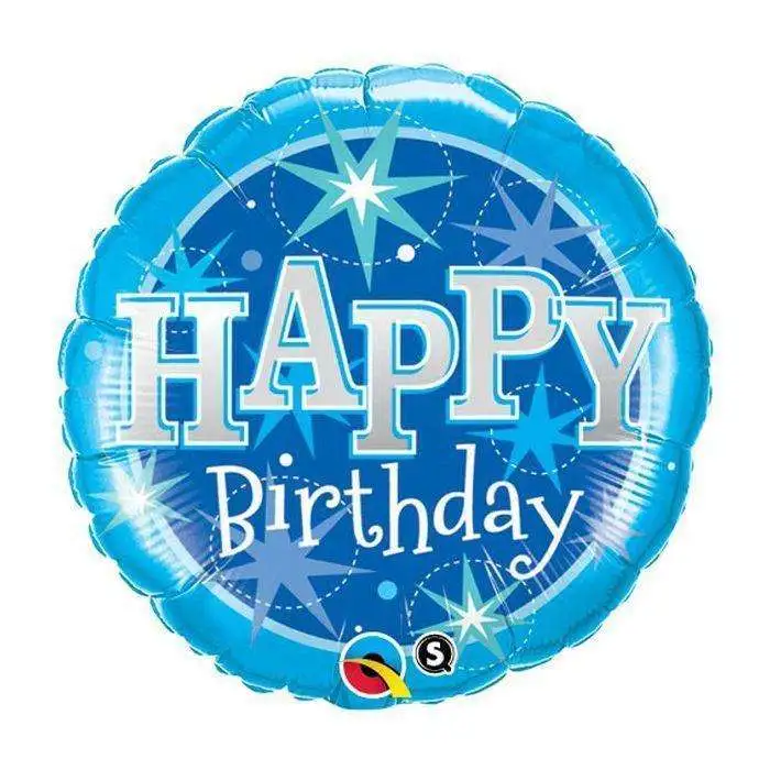 BALLON ALU ETOILES "HAPPY BIRTHDAY" BLEU 45 CM 18" QUALATEX 1 BALLON ALU ETOILES "HAPPY BIRTHDAY" BLEU 45 CM 18" QUALATEX