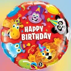 BALLON ALU "HAPPY BIRTHDAY" ANIMAUX 45CM 18" QUALATEX